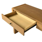 Console d'entrée incurvée en bois avec rangement, 2 tiroirs, rustique