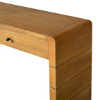 Console d'entrée incurvée en bois avec rangement, 2 tiroirs, rustique