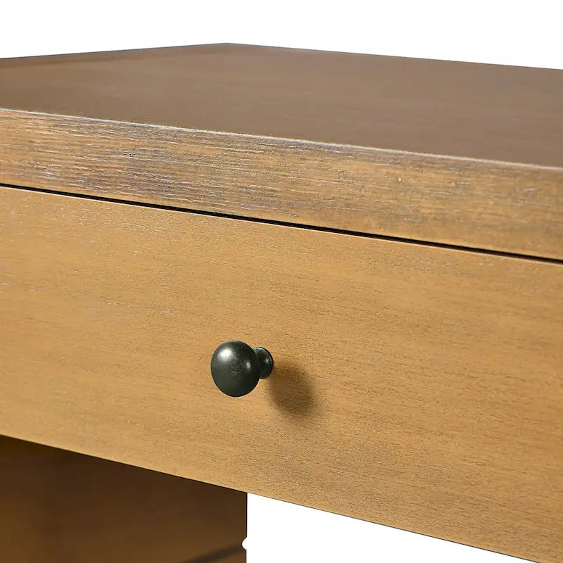 Console d'entrée incurvée en bois avec rangement, 2 tiroirs, rustique