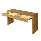 Console d'entrée incurvée en bois avec rangement, 2 tiroirs, rustique