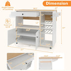 Chariot d'îlot de cuisine avec plateau rabattable et prise de courant, étagère pour micro-ondes
