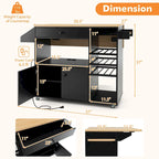 Chariot d'îlot de cuisine avec plateau rabattable et prise de courant, étagère pour micro-ondes