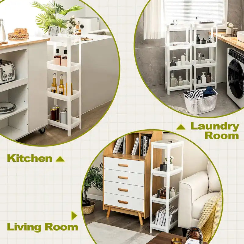 Chariot de rangement fin à 4 niveaux Détachable Organisateur de cuisine