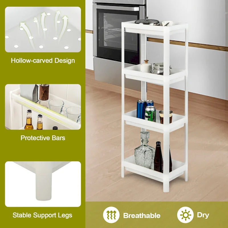 Chariot de rangement fin à 4 niveaux Détachable Organisateur de cuisine