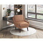 Fauteuil d'appoint contemporain confortable avec revêtement durable et pieds en bois massif
