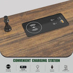 Table de chevet à 2 tiroirs avec station de charge et tiroir secret pour arme