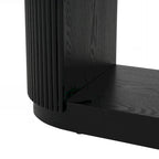 Console polyvalente mince avec étagère ouverte et grain de bois élégant pour le salon
