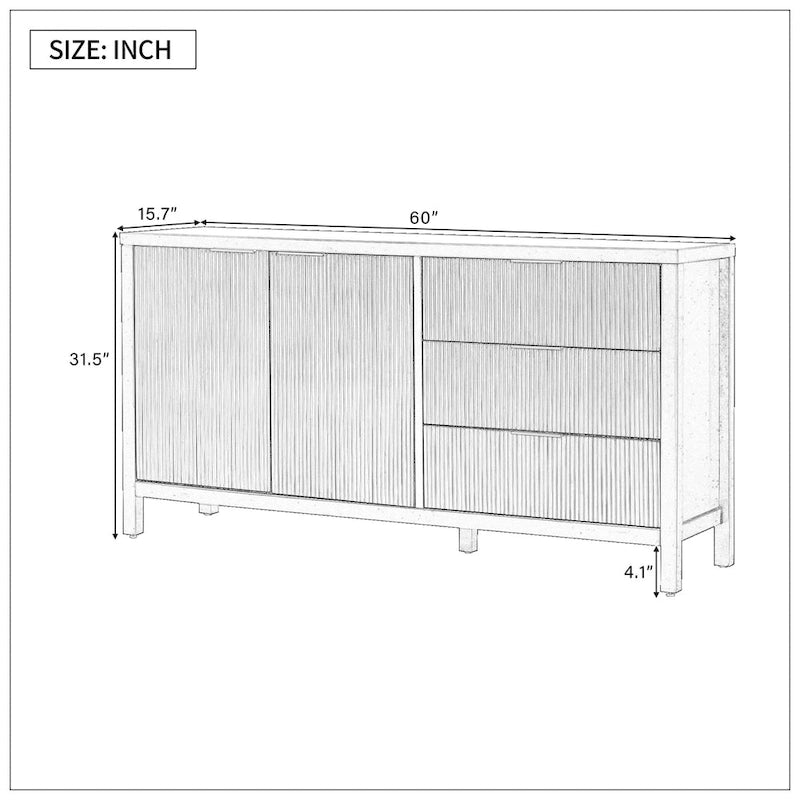 Bahut minimaliste à motif d'ondes avec rangement fonctionnel