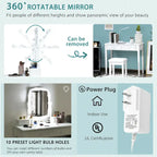 Coiffeuse avec miroir lumineux et 10 ampoules réglables