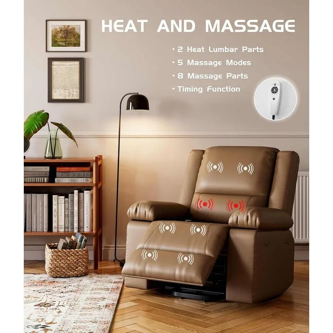 Fauteuil inclinable releveur en cuir avec chauffage et massage