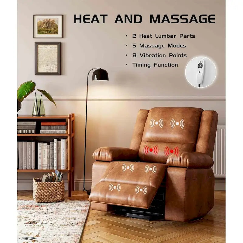 Fauteuil inclinable releveur en cuir avec chauffage et massage