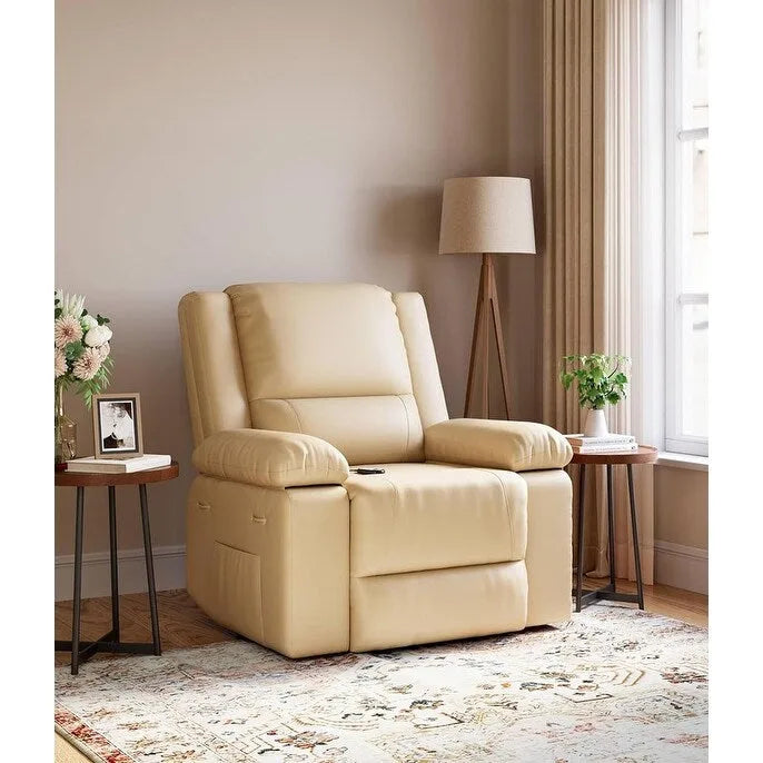Fauteuil inclinable releveur en cuir avec chauffage et massage