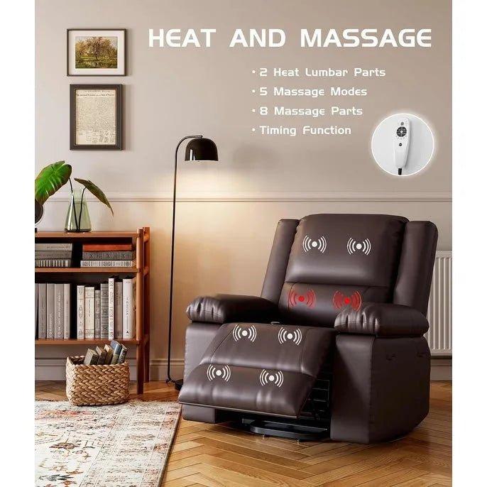 Fauteuil inclinable releveur en cuir avec chauffage et massage