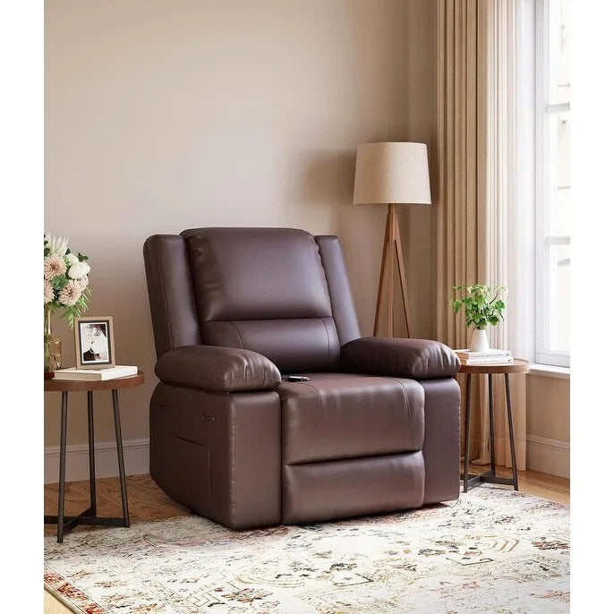 Fauteuil inclinable releveur en cuir avec chauffage et massage