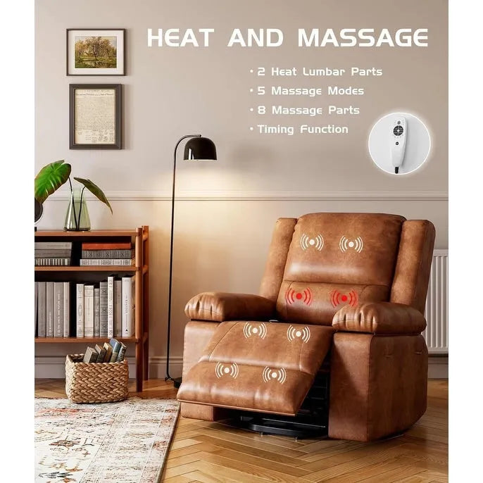 Fauteuil inclinable releveur en cuir avec chauffage et massage