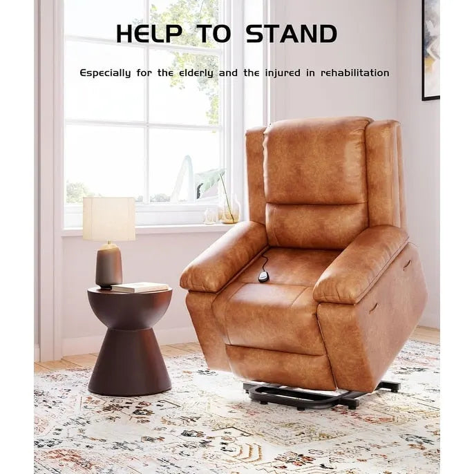 Fauteuil inclinable releveur en cuir avec chauffage et massage
