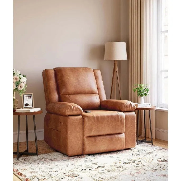 Fauteuil inclinable releveur en cuir avec chauffage et massage