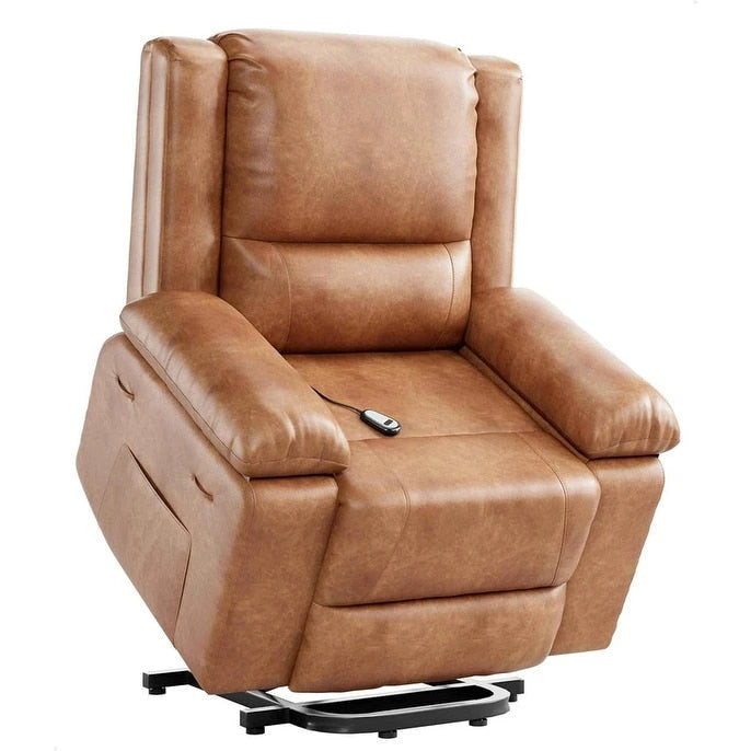 Fauteuil inclinable releveur en cuir avec chauffage et massage