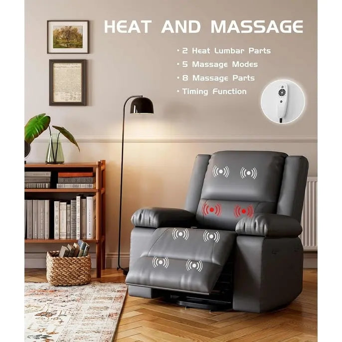 Fauteuil inclinable releveur en cuir avec chauffage et massage
