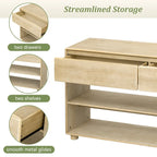 Table console 48" en bois massif avec 2 tiroirs et 2 étagères, pieds en bois massif et pieds réglables