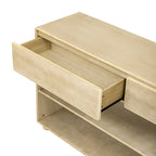 Table console 48" en bois massif avec 2 tiroirs et 2 étagères, pieds en bois massif et pieds réglables