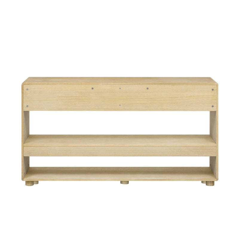 Table console 48" en bois massif avec 2 tiroirs et 2 étagères, pieds en bois massif et pieds réglables