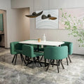 Salle à manger moderne avec table rectangulaire en marbre et 6 chaises rembourrées