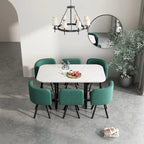 Salle à manger moderne avec table rectangulaire en marbre et 6 chaises rembourrées