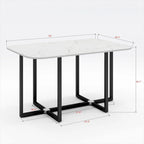 Salle à manger moderne avec table rectangulaire en marbre et 6 chaises rembourrées