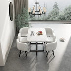 Salle à manger moderne avec table rectangulaire en marbre et 6 chaises rembourrées