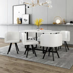Salle à manger moderne avec table rectangulaire en marbre et 6 chaises rembourrées