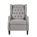 Fauteuil inclinable gris de style Mid-Century en tissu, à dossier haut, avec repose-pieds et dossier capitonné