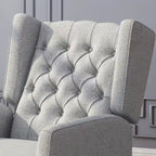 Fauteuil inclinable gris de style Mid-Century en tissu, à dossier haut, avec repose-pieds et dossier capitonné