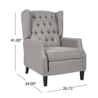 Fauteuil inclinable gris de style Mid-Century en tissu, à dossier haut, avec repose-pieds et dossier capitonné