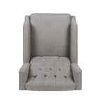 Fauteuil inclinable gris de style Mid-Century en tissu, à dossier haut, avec repose-pieds et dossier capitonné