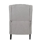 Fauteuil inclinable gris de style Mid-Century en tissu, à dossier haut, avec repose-pieds et dossier capitonné