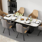 Chaises de salle à manger rotatives tapissées en cuir microfibre bicolore