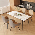 Chaises de salle à manger rotatives tapissées en cuir microfibre bicolore