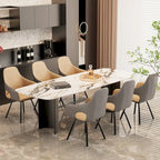 Chaises de salle à manger rotatives tapissées en cuir microfibre bicolore