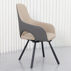Chaises de salle à manger rotatives tapissées en cuir microfibre bicolore