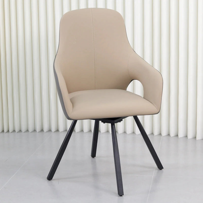 Chaises de salle à manger rotatives tapissées en cuir microfibre bicolore