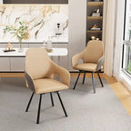 Chaises de salle à manger rotatives tapissées en cuir microfibre bicolore