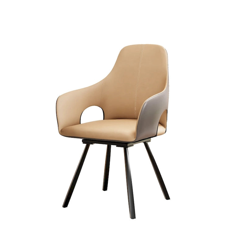 Chaises de salle à manger rotatives tapissées en cuir microfibre bicolore