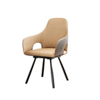 Chaises de salle à manger rotatives tapissées en cuir microfibre bicolore