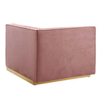 Sofa modulaire en velours performant capitonné Sanguine Channel, section fauteuil à accoudoir gauche