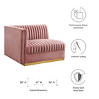 Sofa modulaire en velours performant capitonné Sanguine Channel, section fauteuil à accoudoir gauche