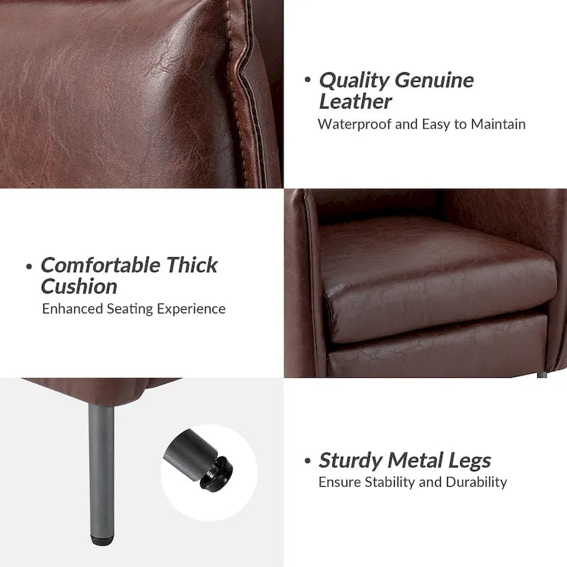 Fauteuil d'appoint Jaime en cuir végétalien moderne avec coussin amovible