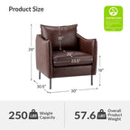 Fauteuil d'appoint Jaime en cuir végétalien moderne avec coussin amovible