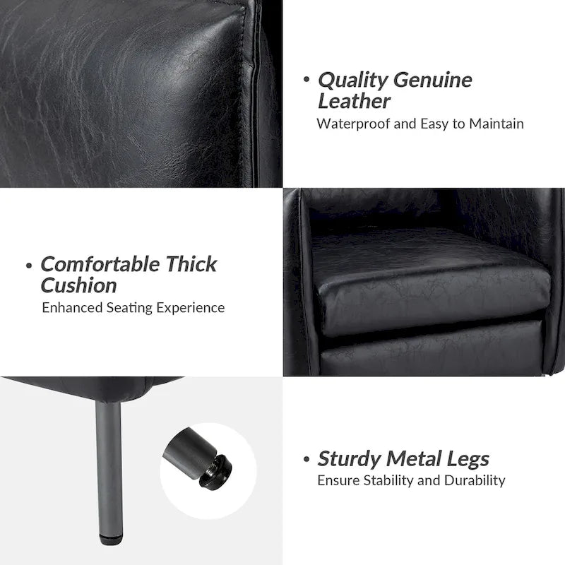 Fauteuil d'appoint Jaime en cuir végétalien moderne avec coussin amovible