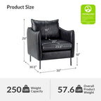 Fauteuil d'appoint Jaime en cuir végétalien moderne avec coussin amovible